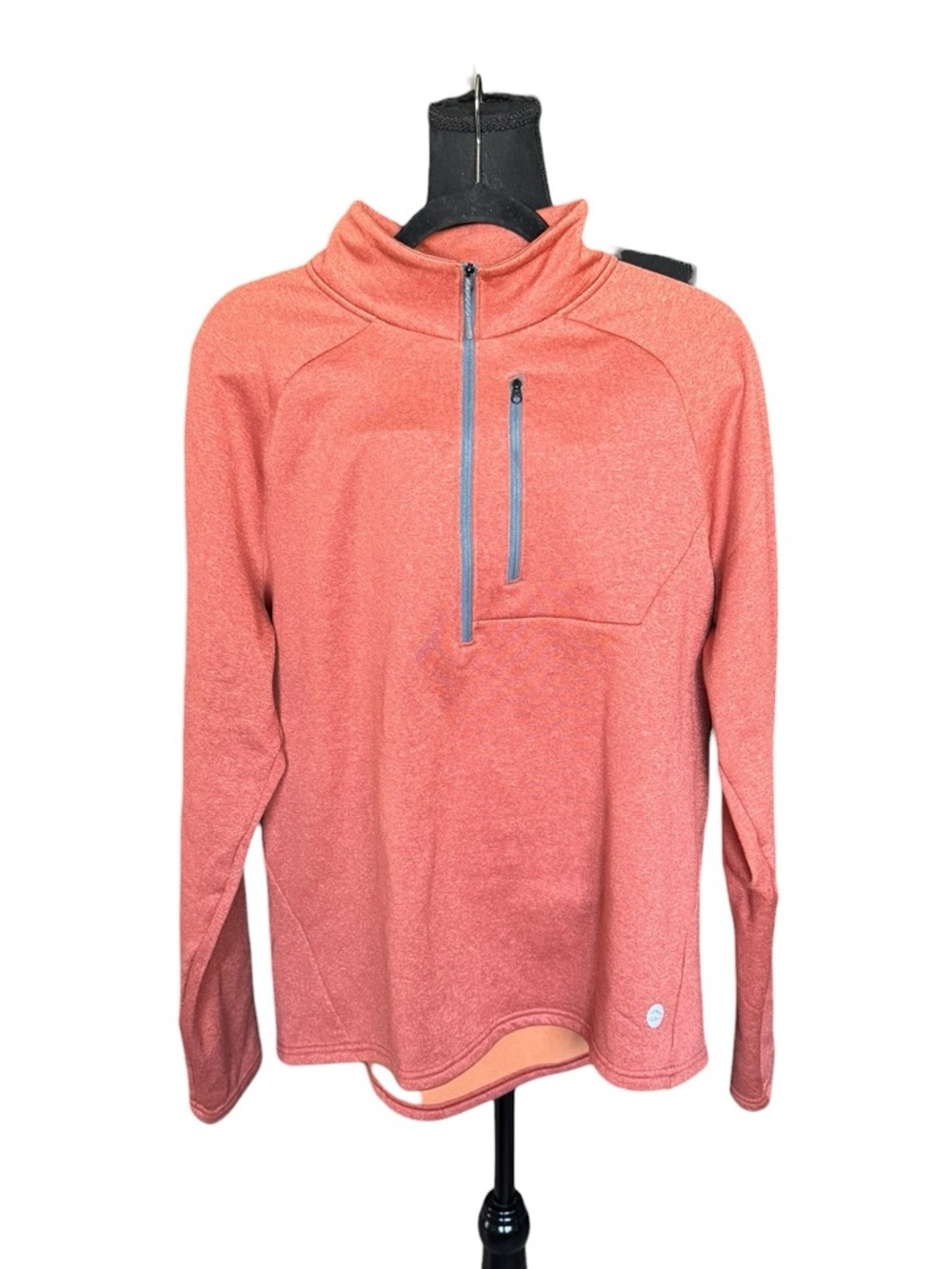 L.L.Bean Mens L Quarter Zip Pullover Fleece Coral Performance Hiking Outdoor